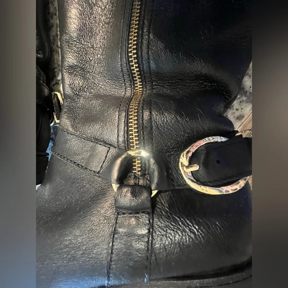 Steve Madden Skippur Black Over the Knee Boots with Gold Hardware Size 8
